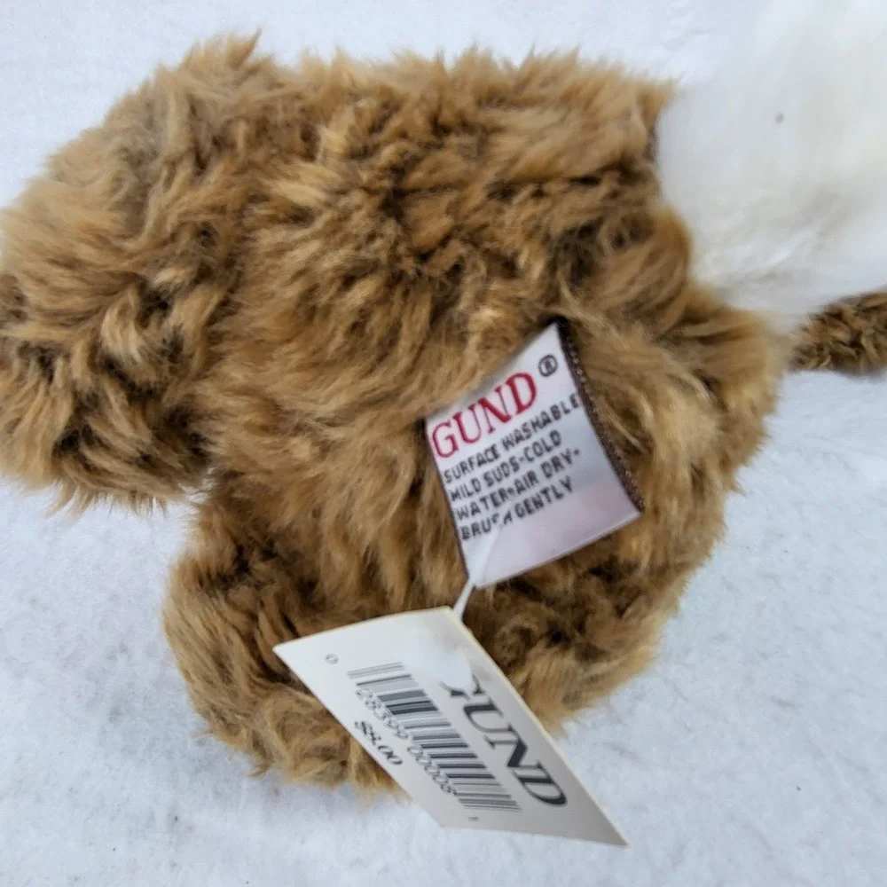VTG GUND Brown Bunny Rabbit w/ Yellow Bow Fluffy Easter Spring Stuffed Plush Toy